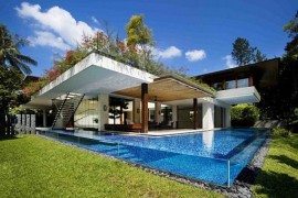 Guz Architects’ Tangga House in Singapore a walk from under water til up on the hill