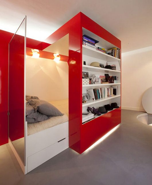 Red Nest: Bed-and-office all in one, small space solution