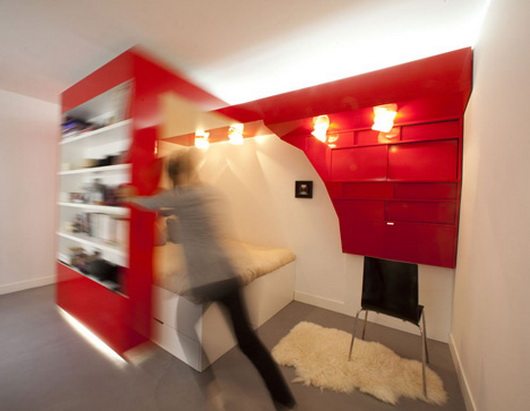 tổ đỏ 15 Red Nest: giường ngủ và văn phòng tất cả trong một, giải pháp không gian nhỏ