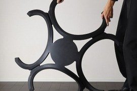 Eco-friendly rubber chair unfolds for quick storage