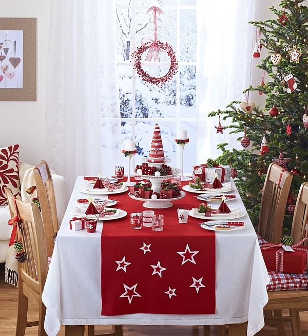 Curtains,  ideas Tablecloth, Kitchen runner Decoration table Christmas Ideas: red Windows