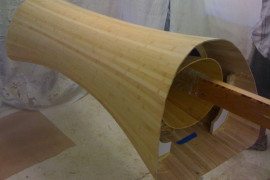 Infinity Bench built using the same techniques as wooden canoes