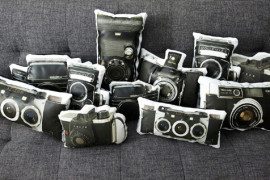Printed Canvas Pillows Feature Vintage Camera Designs
