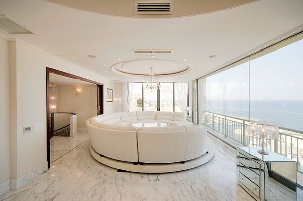 oversized living room chair on Luxury Penthouse Large Living Room With Contemporary White Furniture