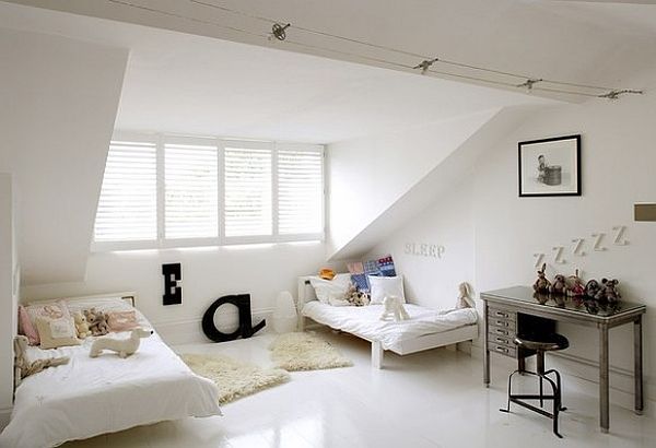 white attic bedroom idea Modern Cool & Fancy Functional: 32 Attic Bedroom Design Ideas