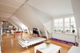 Attic Penthouse Has White Charm, Reminds of Fairy Tales