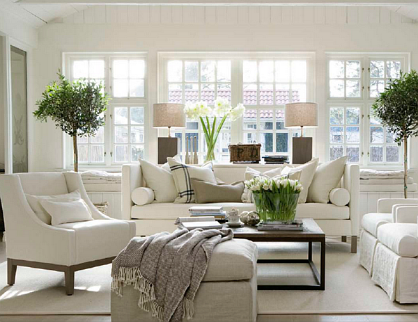 beautiful all white living room