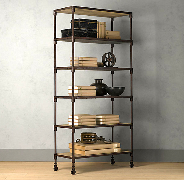 ... Bookshelf, made from salvaged hardwood planks and a recycled metal