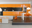 modern orange colored kitchen decor pictures