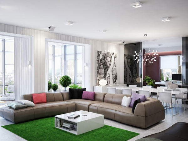 spacious modern ukranian apartment 1 large l shaped sofa Luxurious Apartment in Ukraine Shows How to Be Organized, And Chic