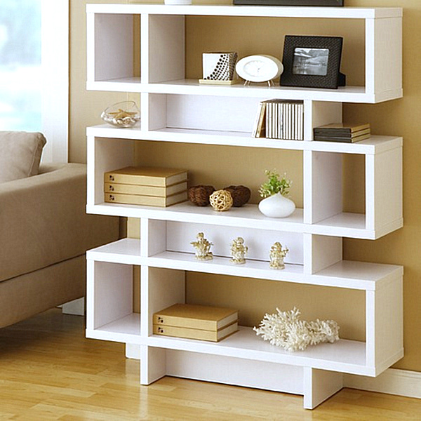 Espresso Leaning Bookcases. Mahogany wood and a ladder-style design 