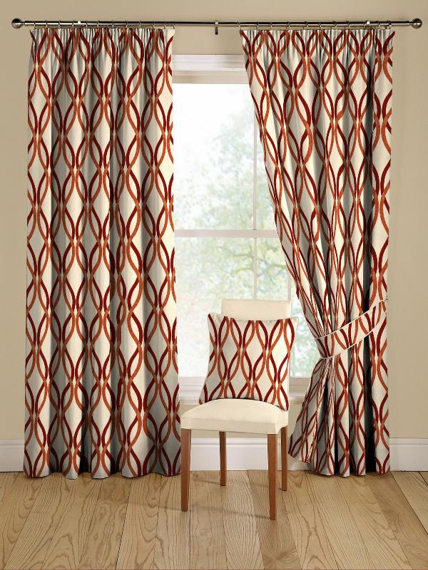 red and orange modern geometric curtains Decoist