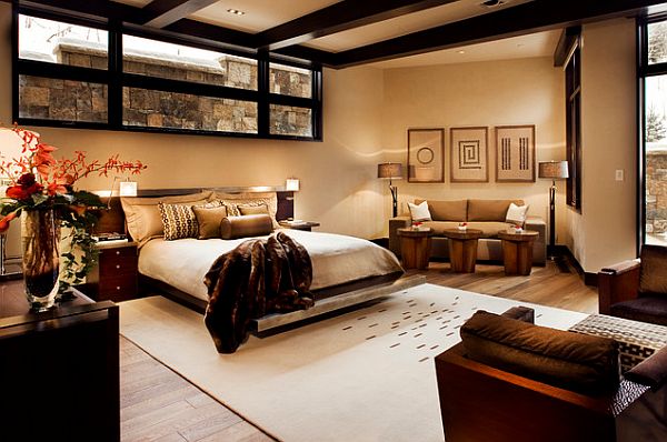 bedroom master double basement bedrooms create five decorating window aspen knudson interiors creating windows suite bathroom arrangements natural brown colors