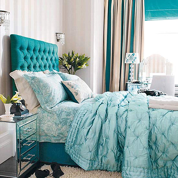 bright teal blue bedroom - Decoist