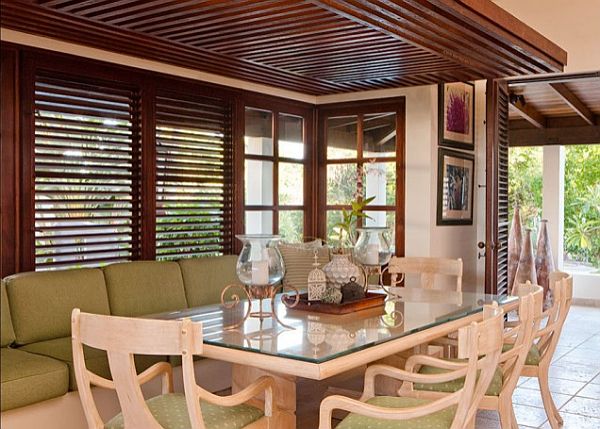 Caribbean Private Island Dining Room With High Ceiling