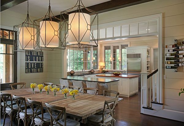 casual kitchen design with vintage bistro chairs and table