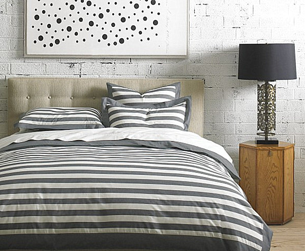 Grey And White Striped Bedding