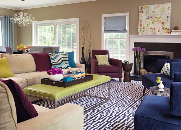 purple accents living room
