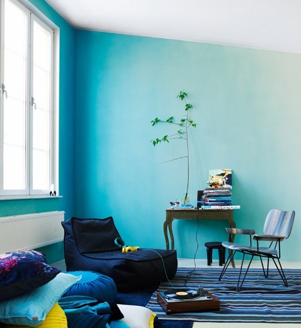 blue ombre wall