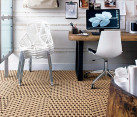 Home office remodeling with tile carpet on the floor