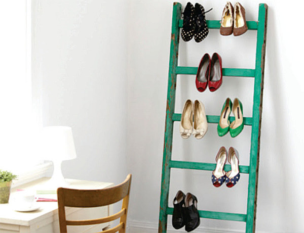 Ladder as shoe storage