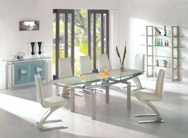 Modern Glass Dining Table With Extension