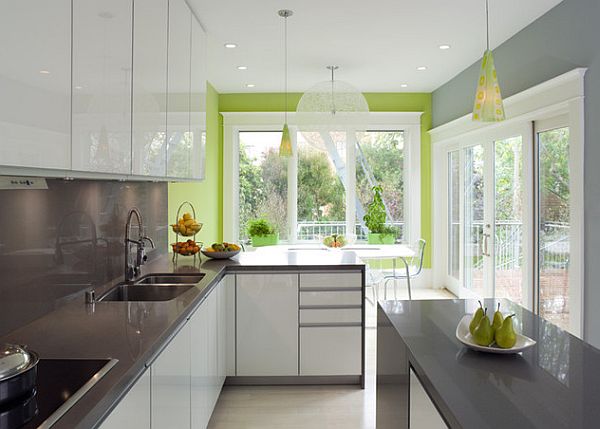 green and grey kitchen wall