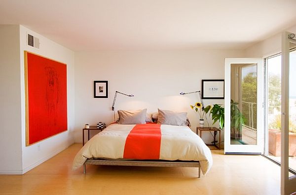 white and orange bedroom decor
