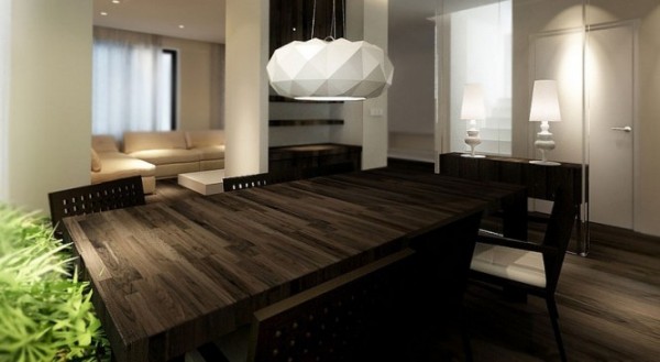 Contemporary Dark Wood Dining Table