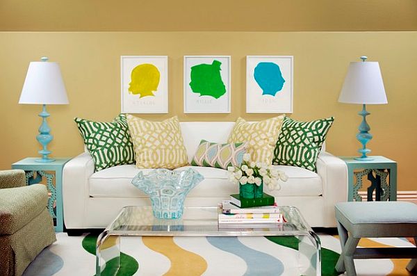 Green and Yellow Living Room Pillow