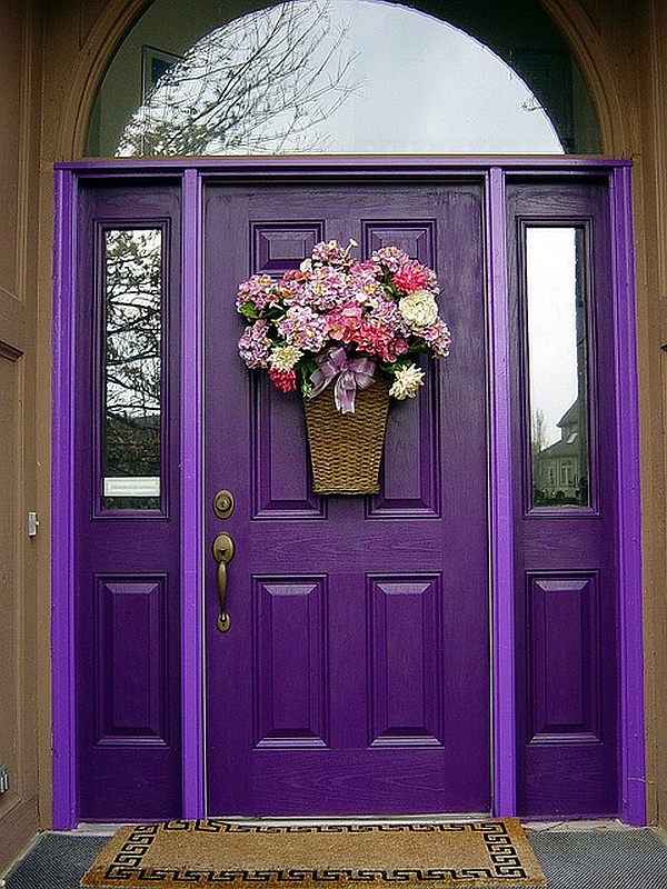 Purple front door design - Decoist