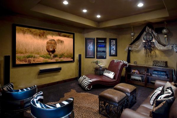 Contemporary Media Room ... Safari-styled contemporary Media Room captures the wild spirit ...