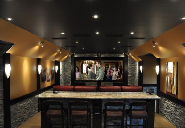 bar theater modern table designs rooms built theatre basement blow away stunning cinema movie bars decoist ceiling walls