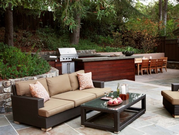  And Outdoor Workspace Next To A Barbeque Grill  Home Design Ideas