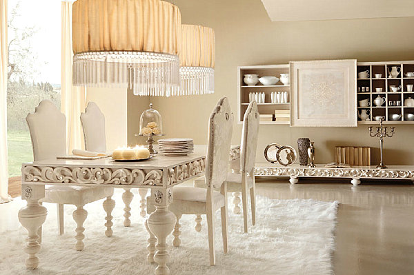 Cream Elegant Dining Room Wallpaper, Cream Dining Room Decor