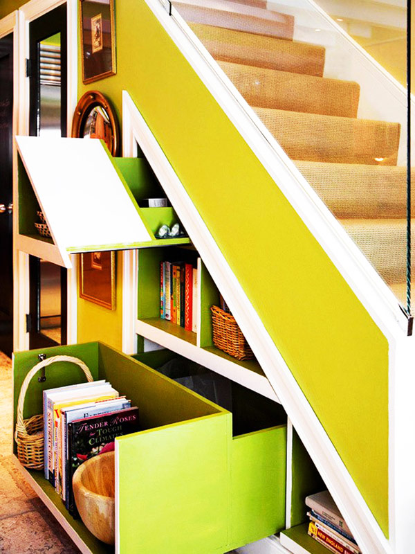 Vivacious and refreshing storage space under stairs