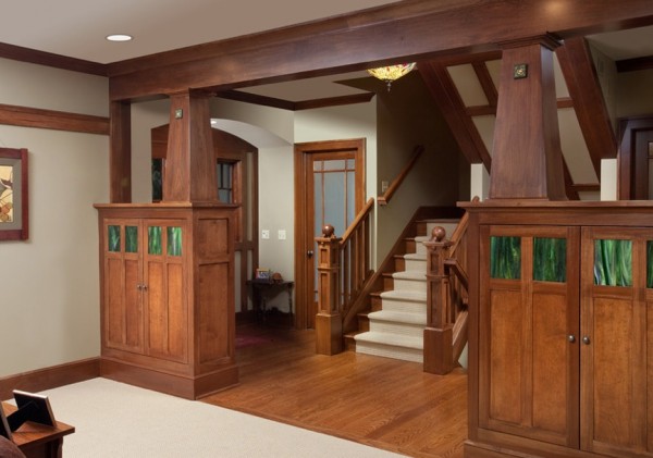 Interior design natural wood trim