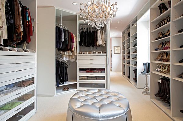 White modern walk in closet