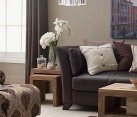 neautral colored living room with wooden coffee table