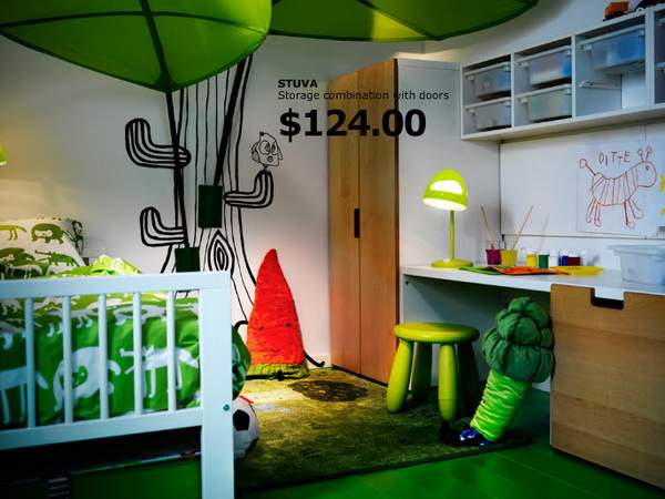 IKEA green inspired kids bedroom
