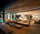 Luxurious wooden interiors with ambient lighting