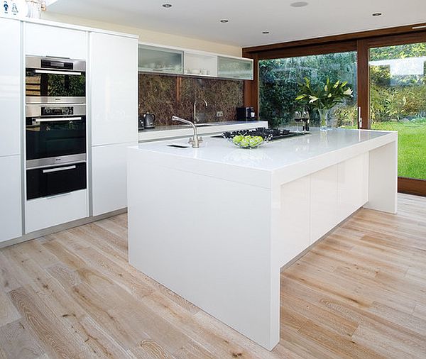 Modern White Kitchen with Island