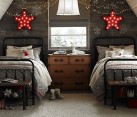neutral colored Christmas bedroom