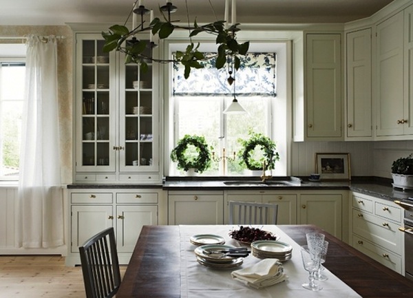 neutral colored Christmas kitchen