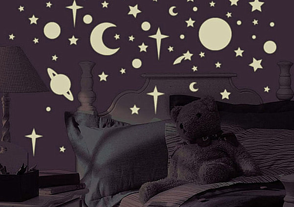 Celestial glow-in-the-dark wall decals