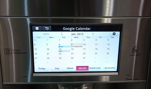 LG smart fridge displays the Google calendar Decoist