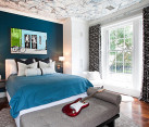 Masculine midnight blue bedroom