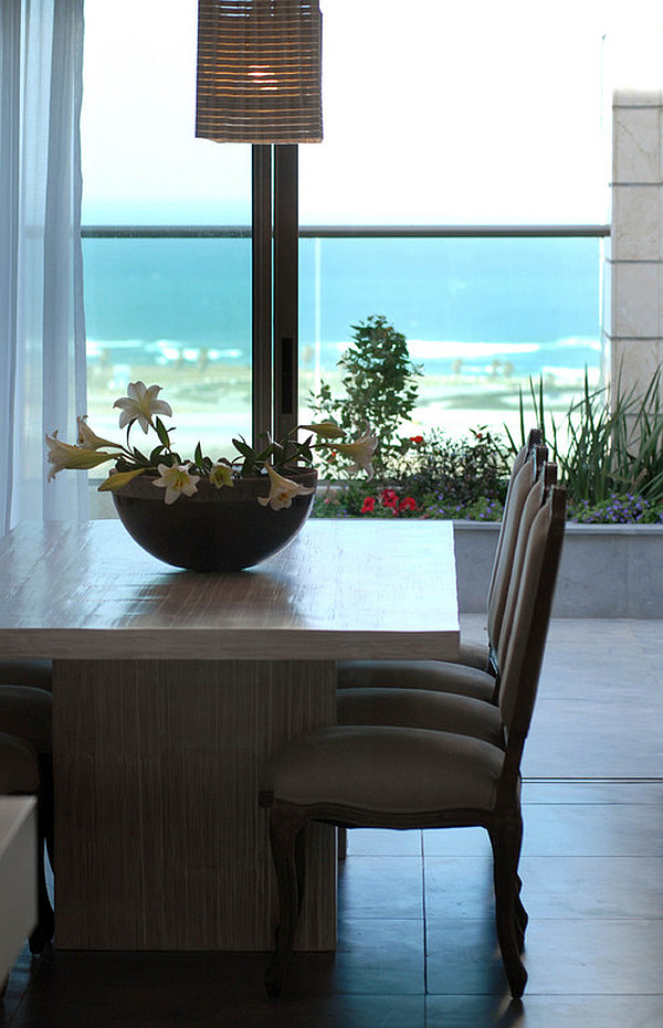 Penthouse dining room with indoor plants
