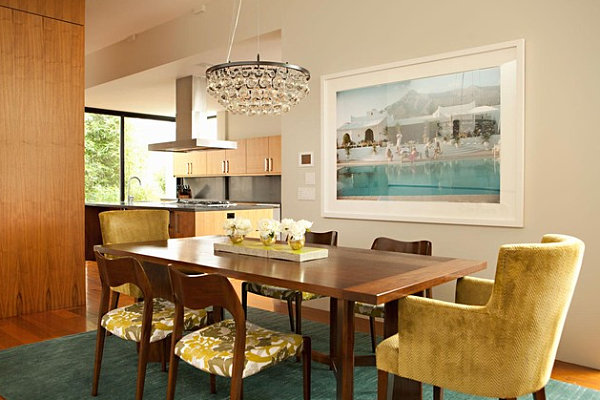 teal and gold dining room