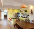 Green lively painted kitchen cabinets